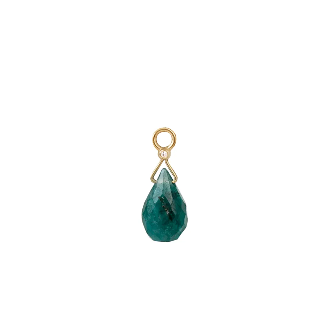 14Κ Gold motif with Light Green Emerald drop and Diamond