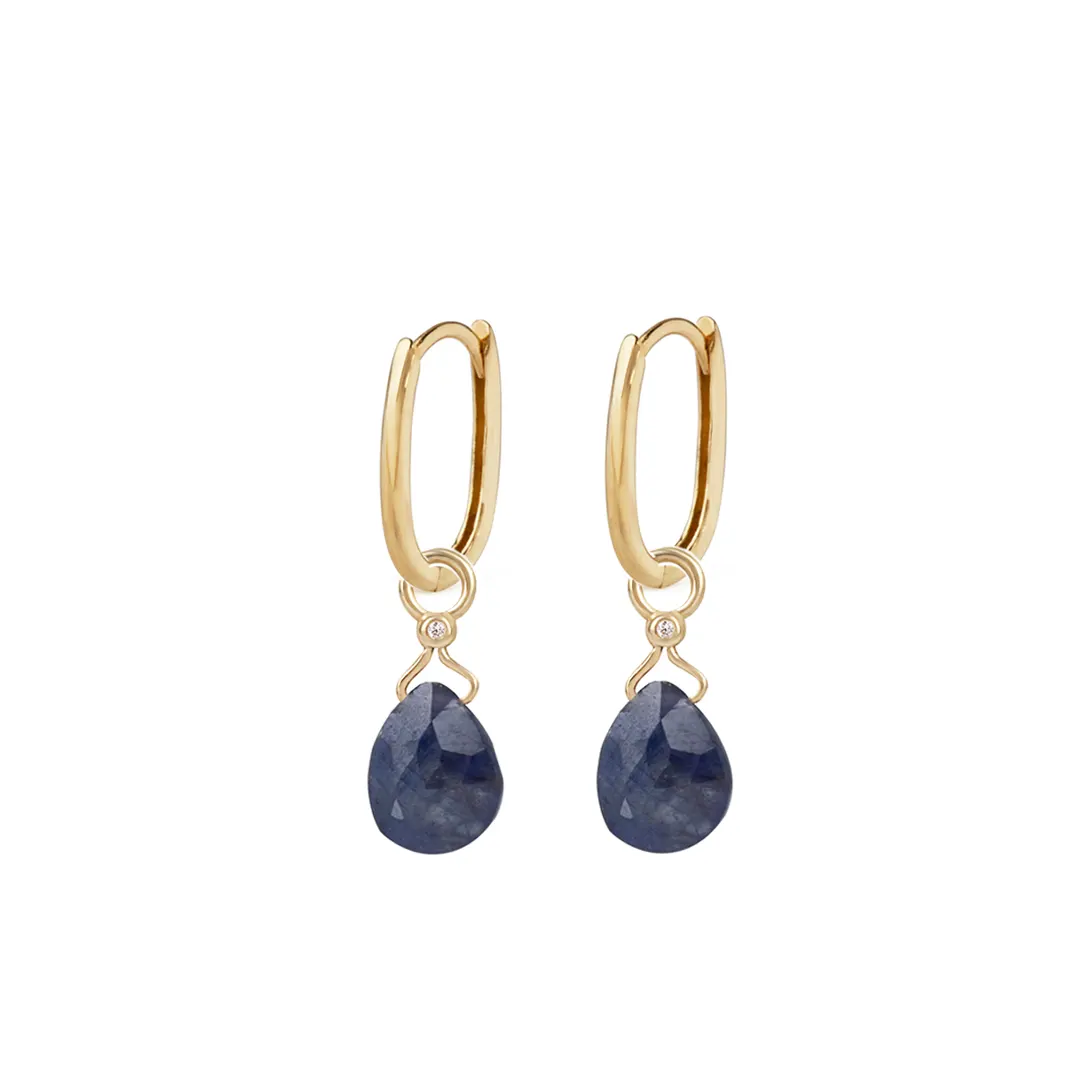 14Κ Gold motif with Sapphire Drop and Diamond - Image 2