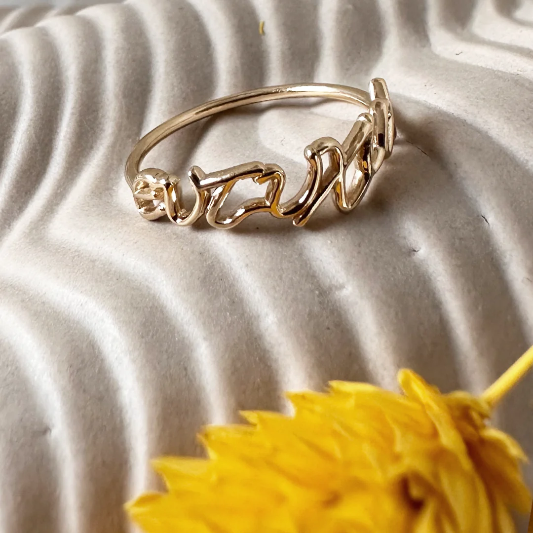 14K Gold “ευτυχία” Ring - Image 5