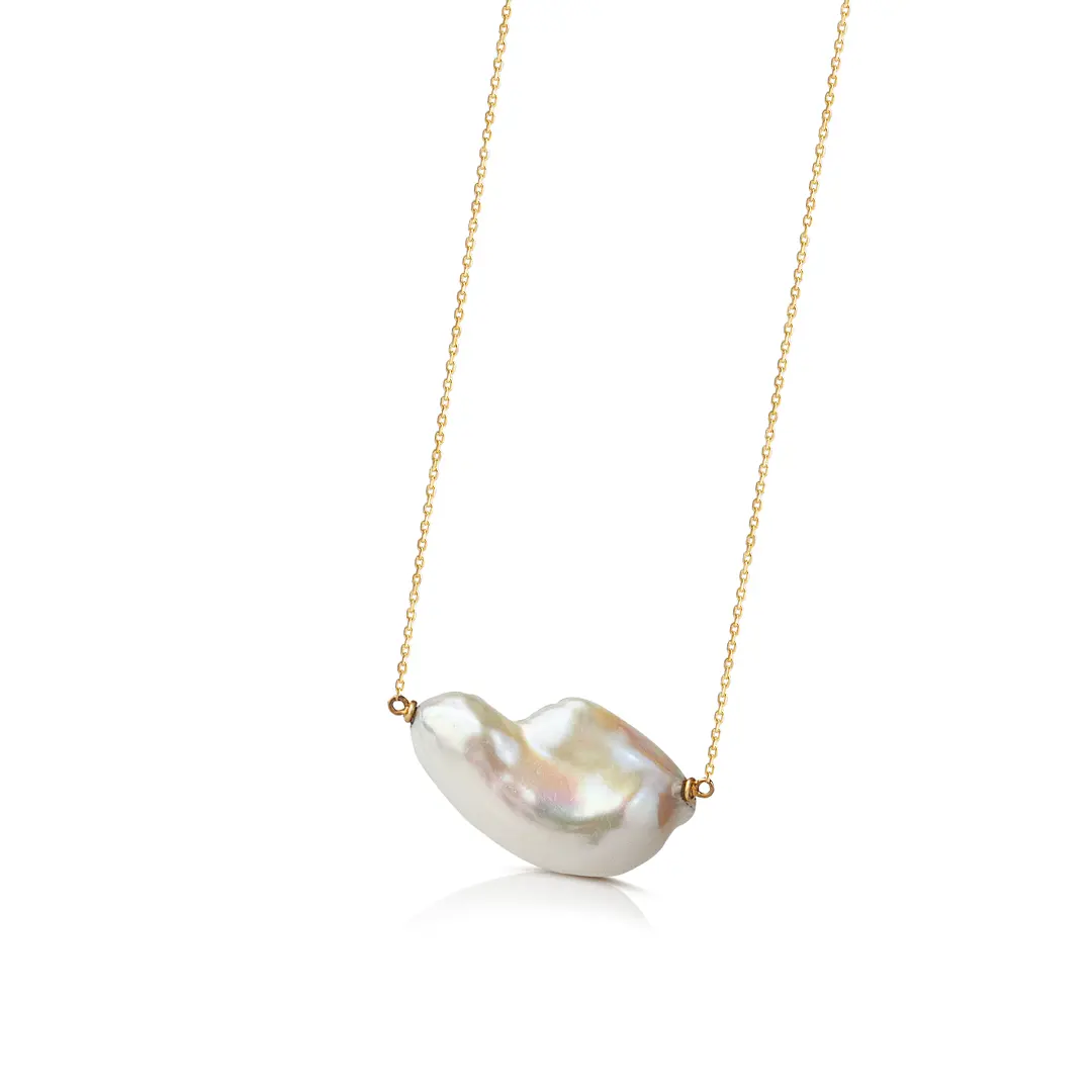 14K Gold, Baroque Pearl Necklace - Image 3