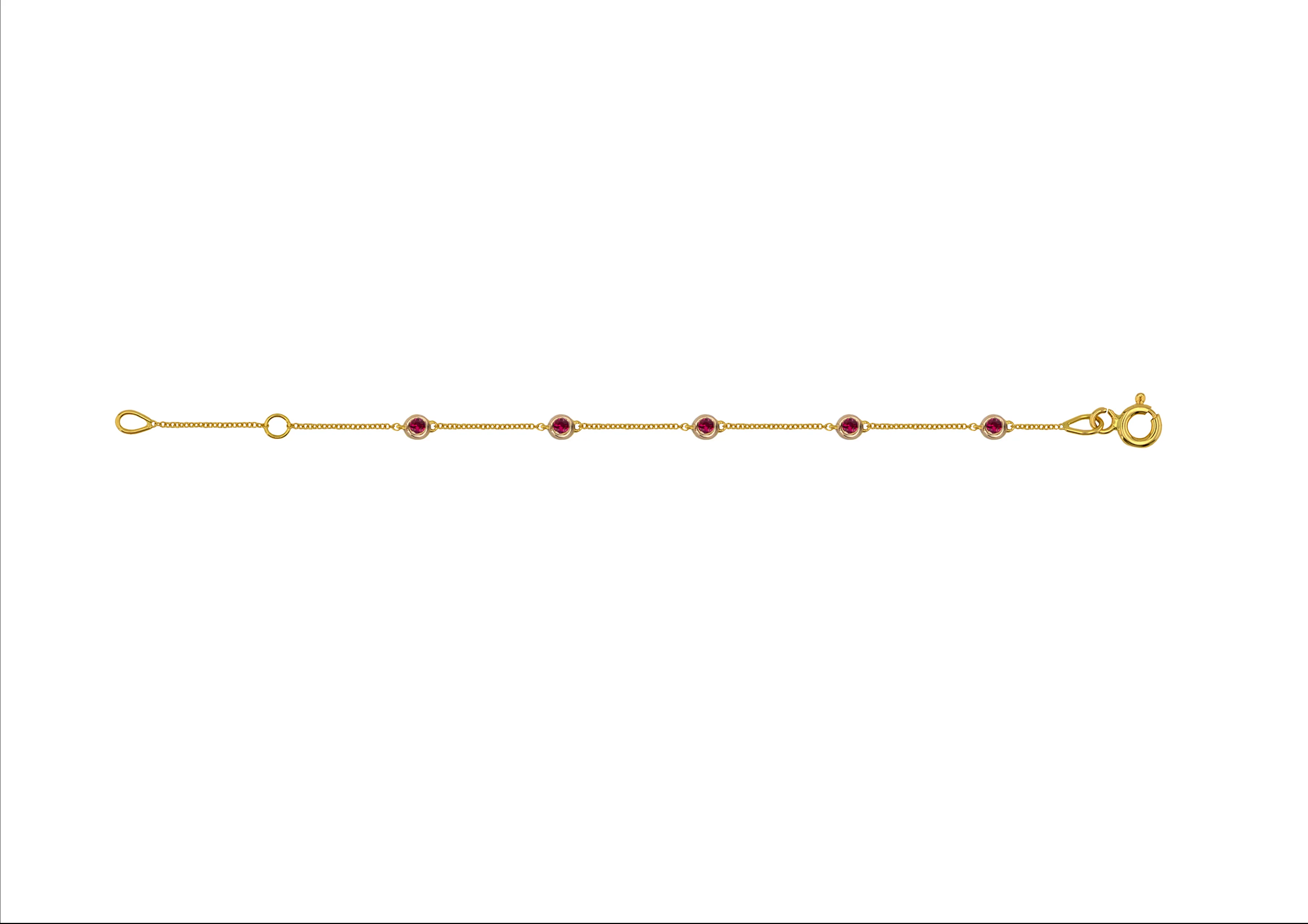14K Gold Beaded Ruby Chain Bracelet