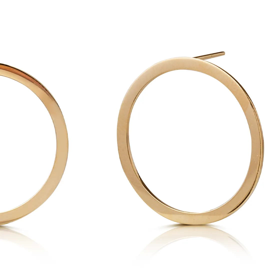14K Gold Circle Earrings - Image 2