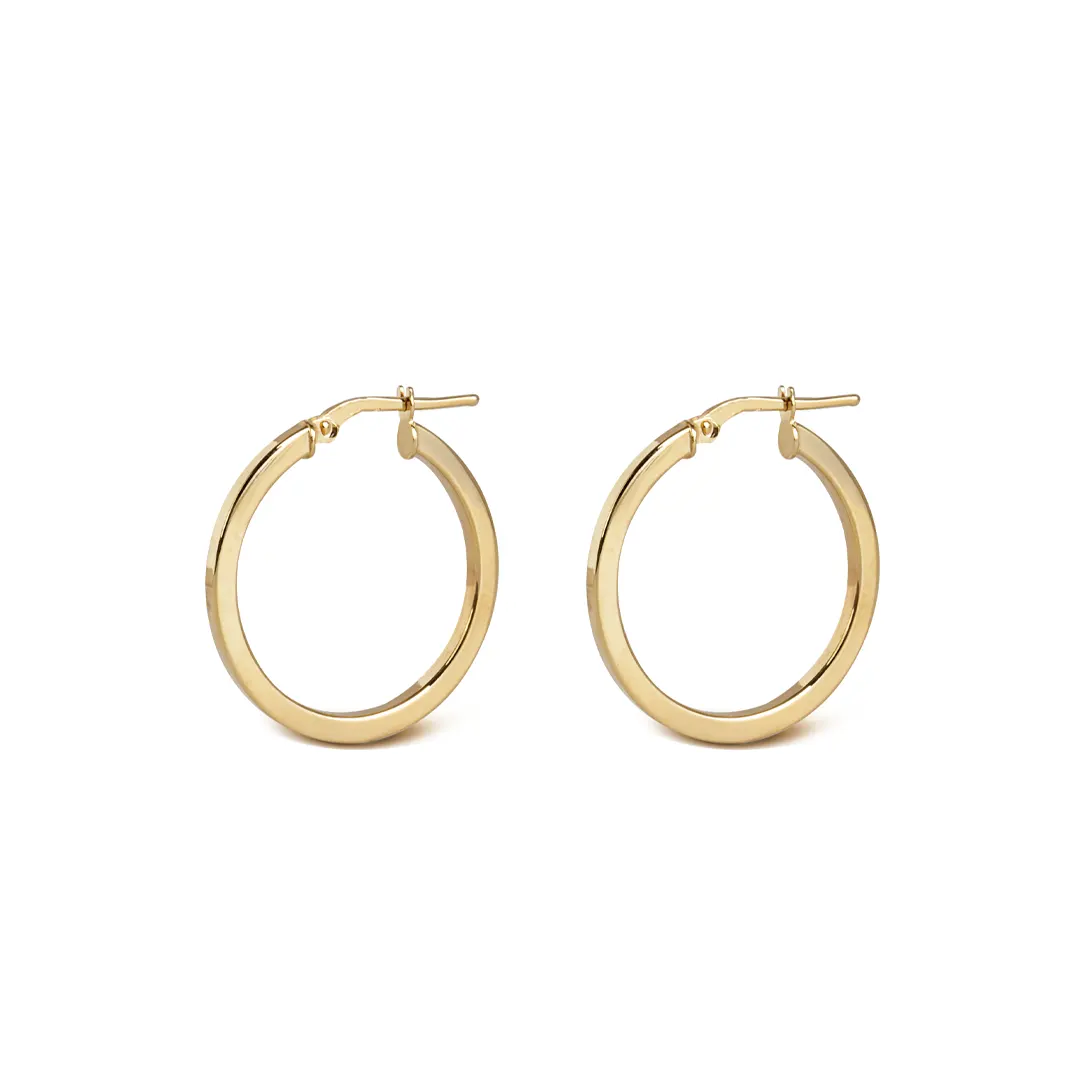 14K Gold classic minimal round hoops, small size