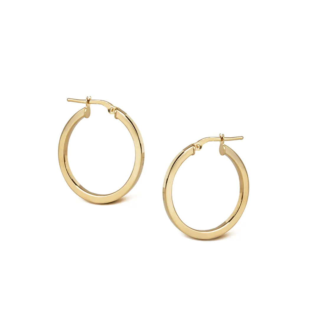 14K Gold classic minimal round hoops, small size - Image 2