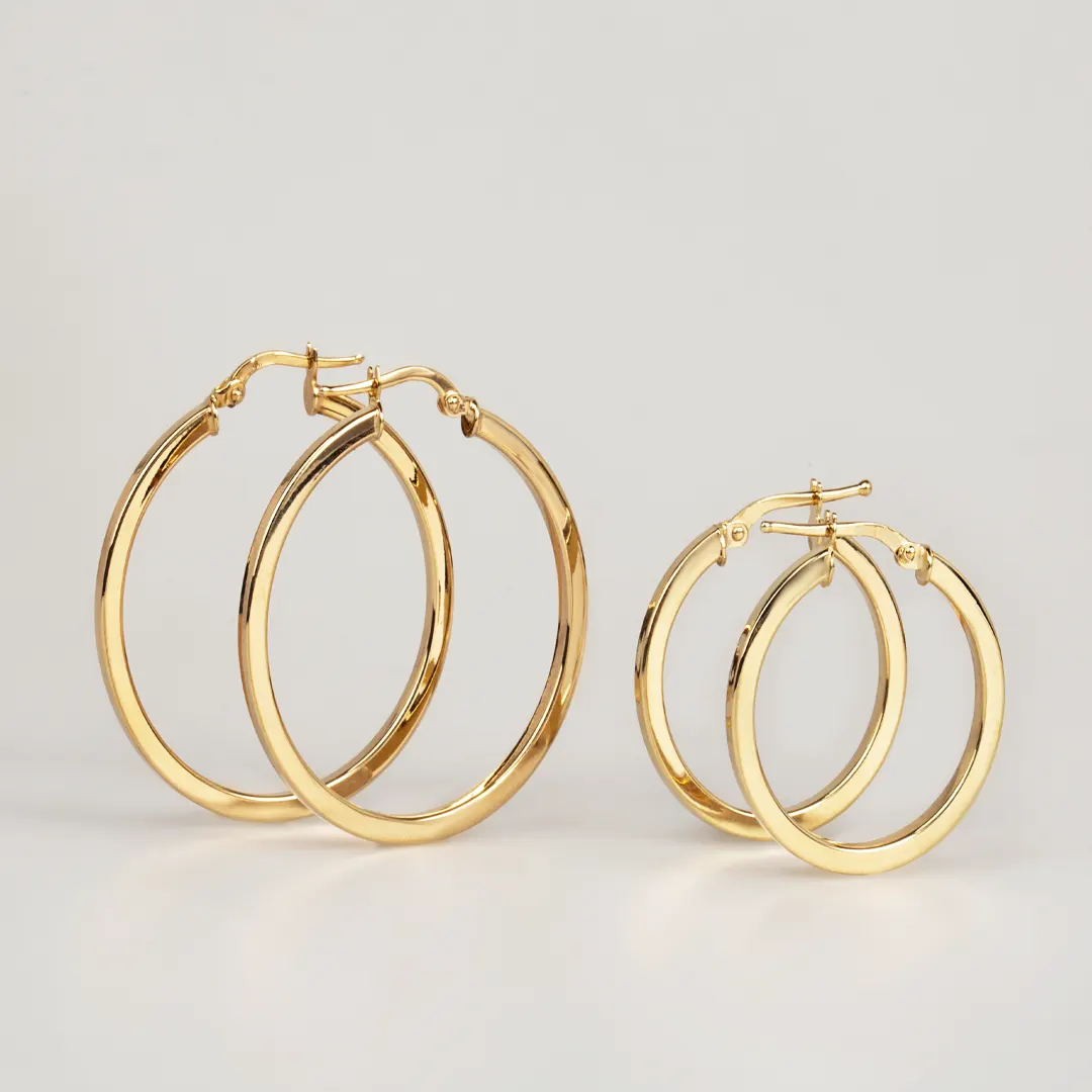 14K Gold classic minimal round hoops, small size - Image 3