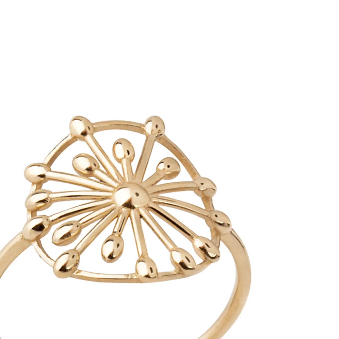 14K Gold Dandelion Talisman Ring - Image 2