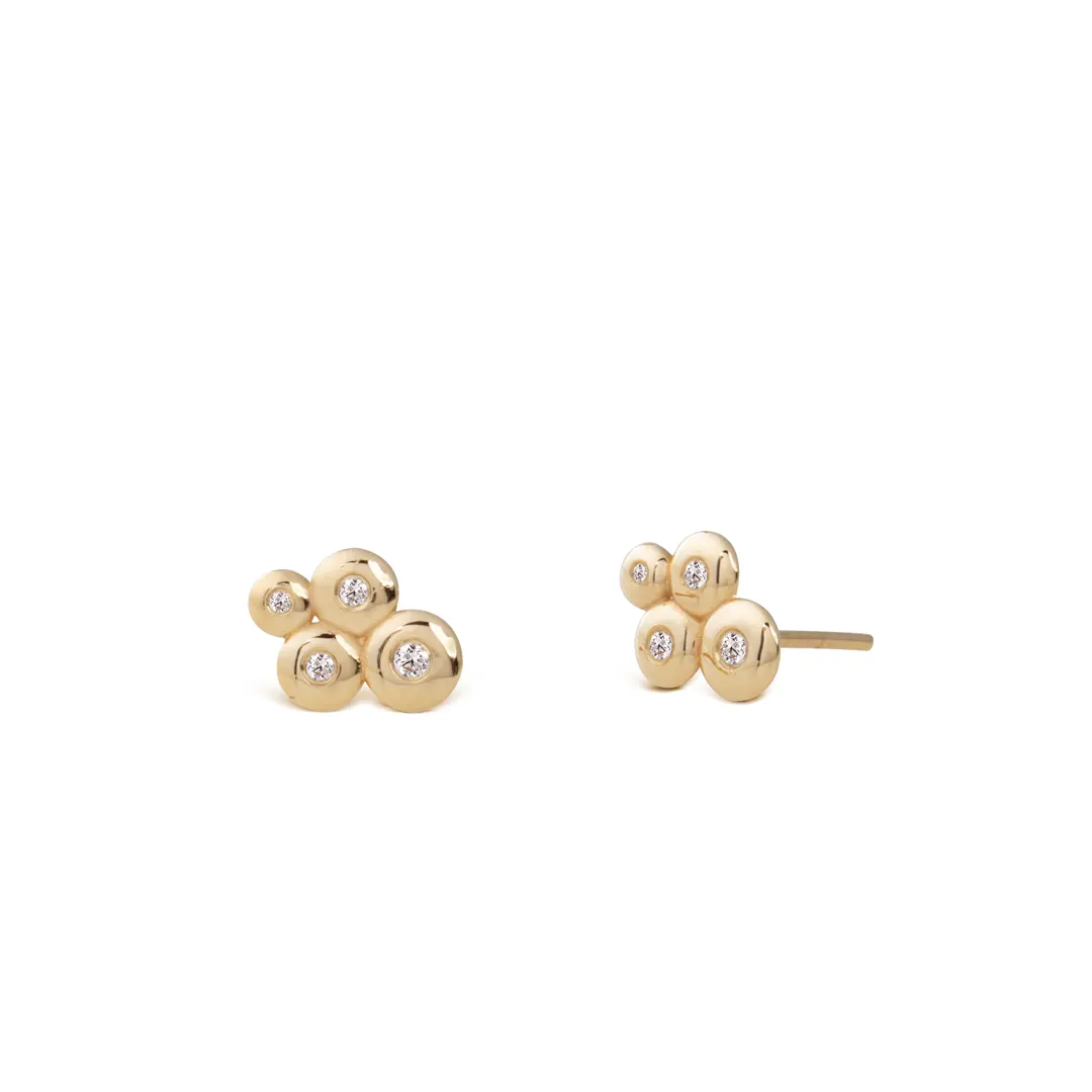 14K Gold Earrings with 4 "Bubble" Diamonds - Image 2