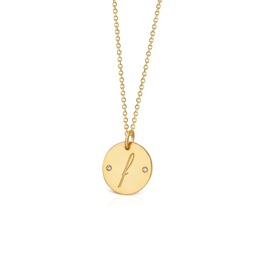 14K Gold Initial Disc Necklace, Small Size - Image 3