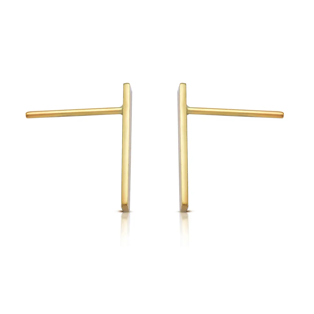 14K Gold Line Earrings - Image 3