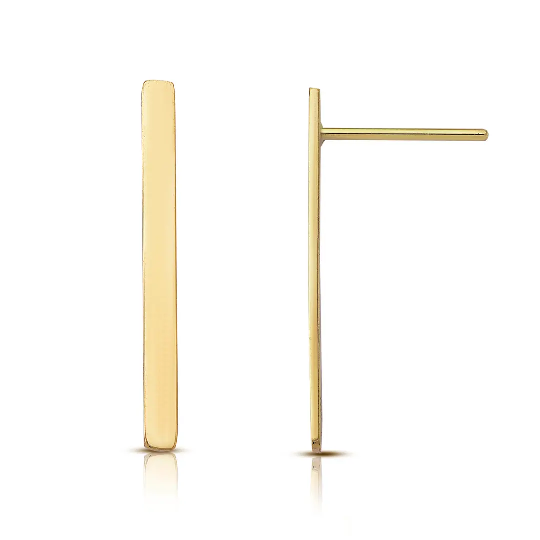 14K Gold Long Line Earrings - Image 2