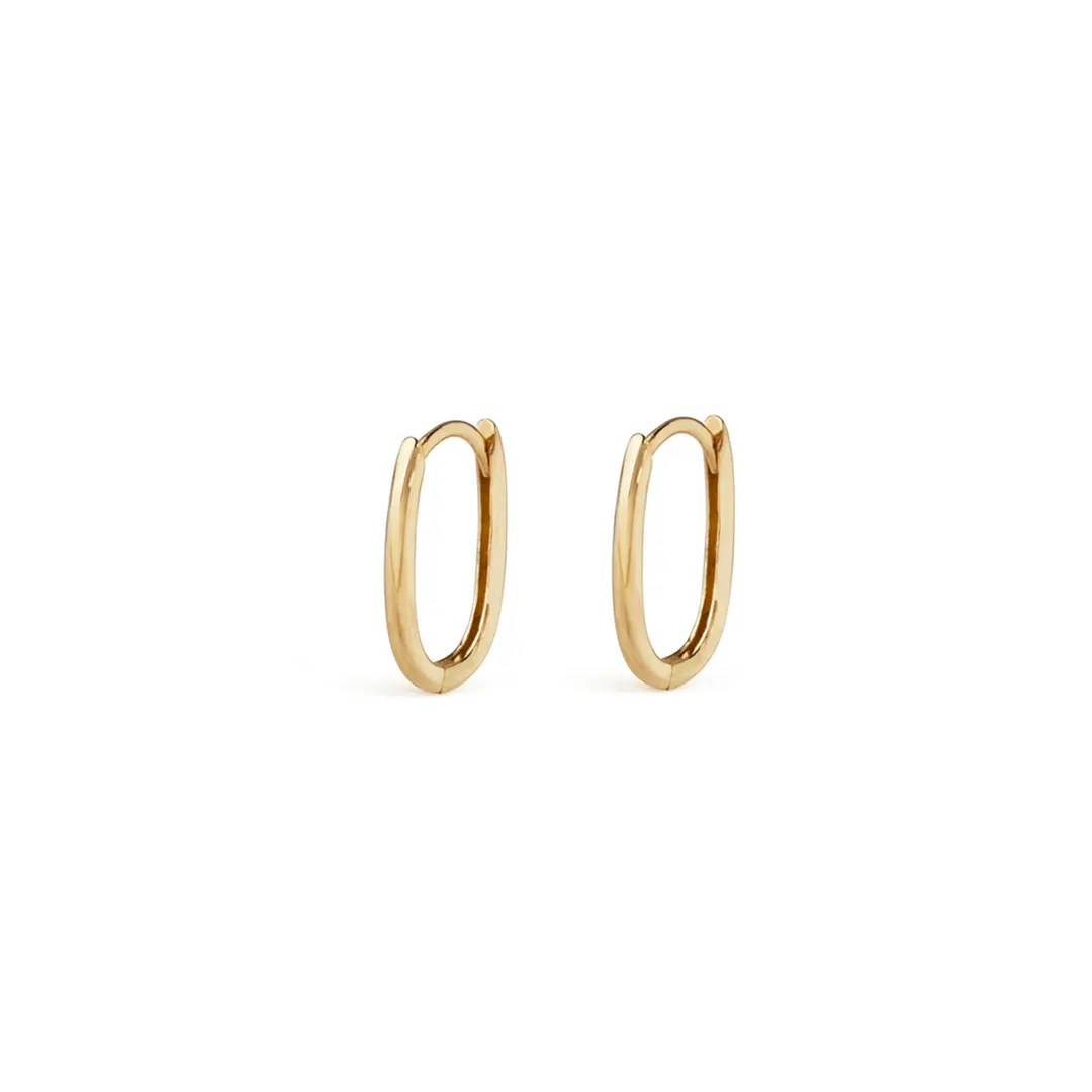 14K Gold small oval hoops - Image 2