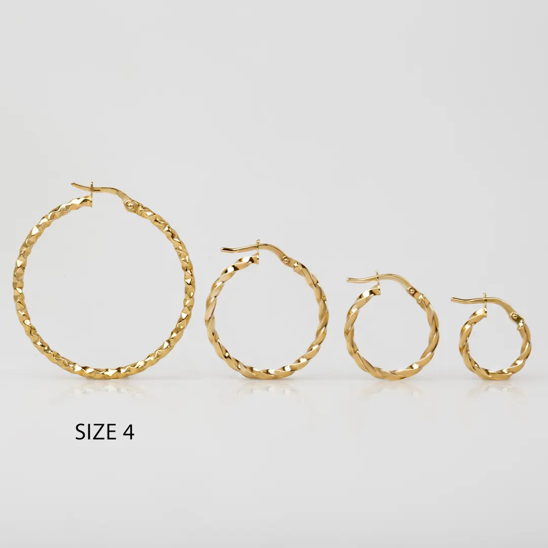 14K Gold thin round hammered  hoops - Image 3