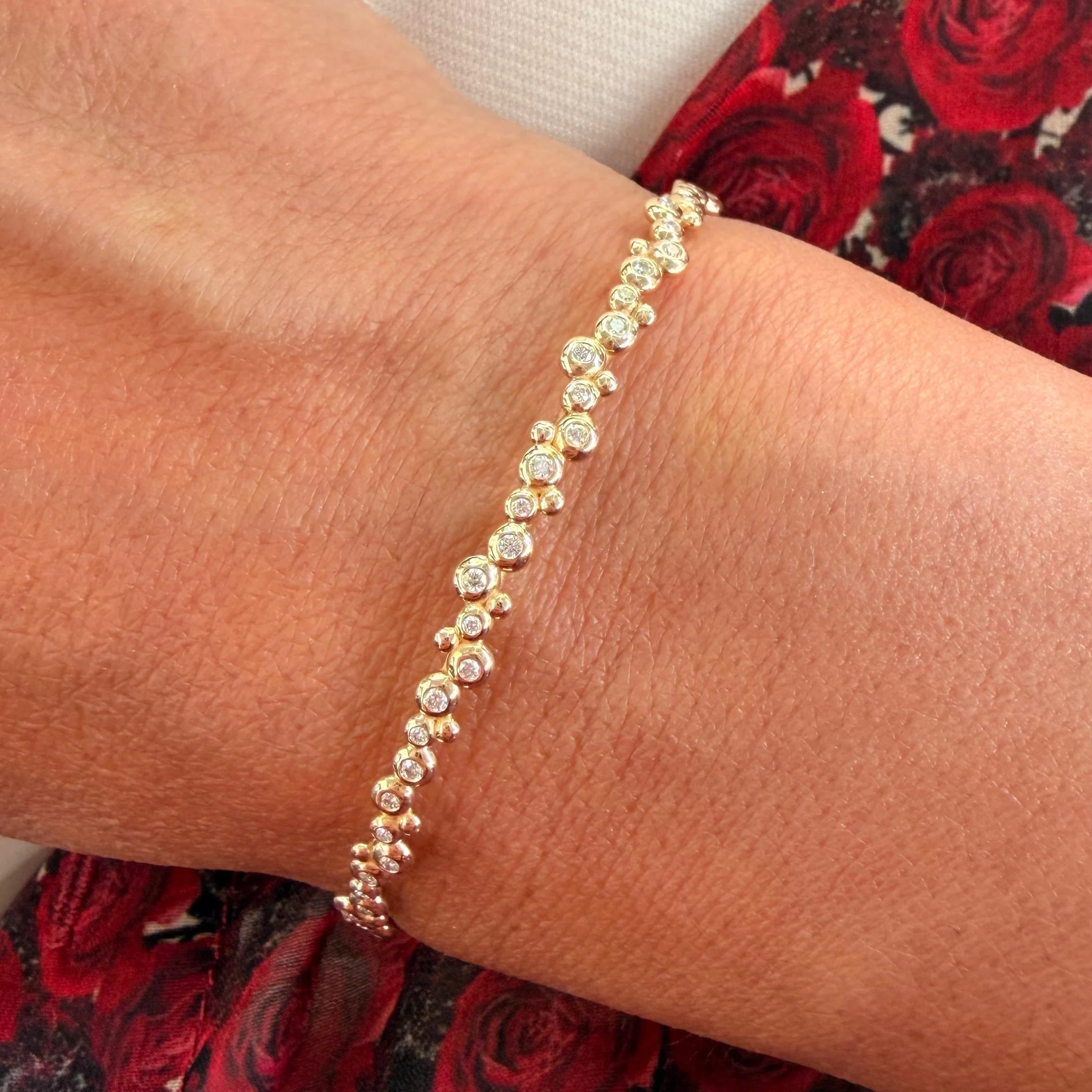 14K Gold All over "Bubble" Diamonds Bracelet - Image 2