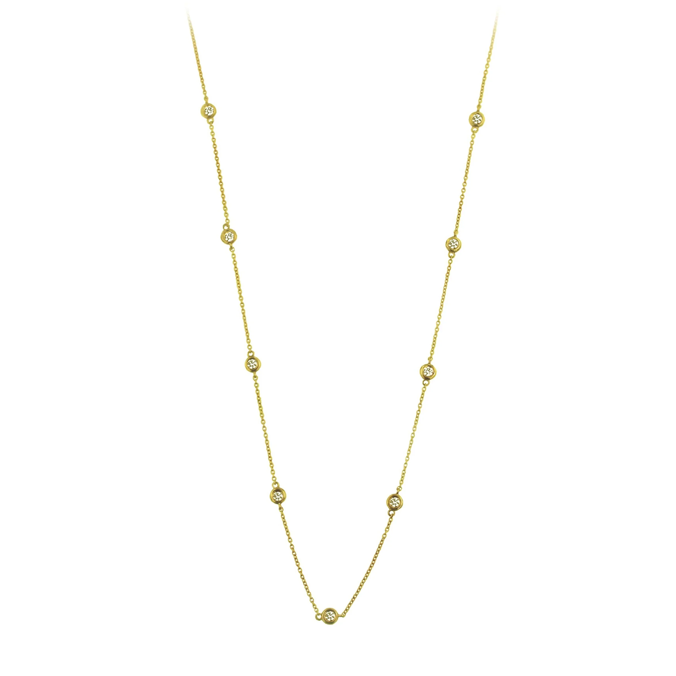 14K Gold Beaded Diamond Chain Necklace