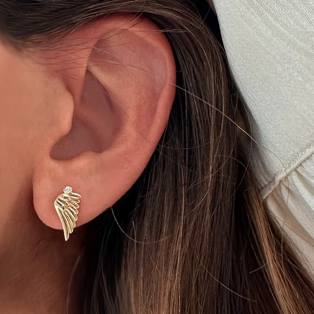 14K Gold "Wings" Talisman 2025 Earrings - Image 2