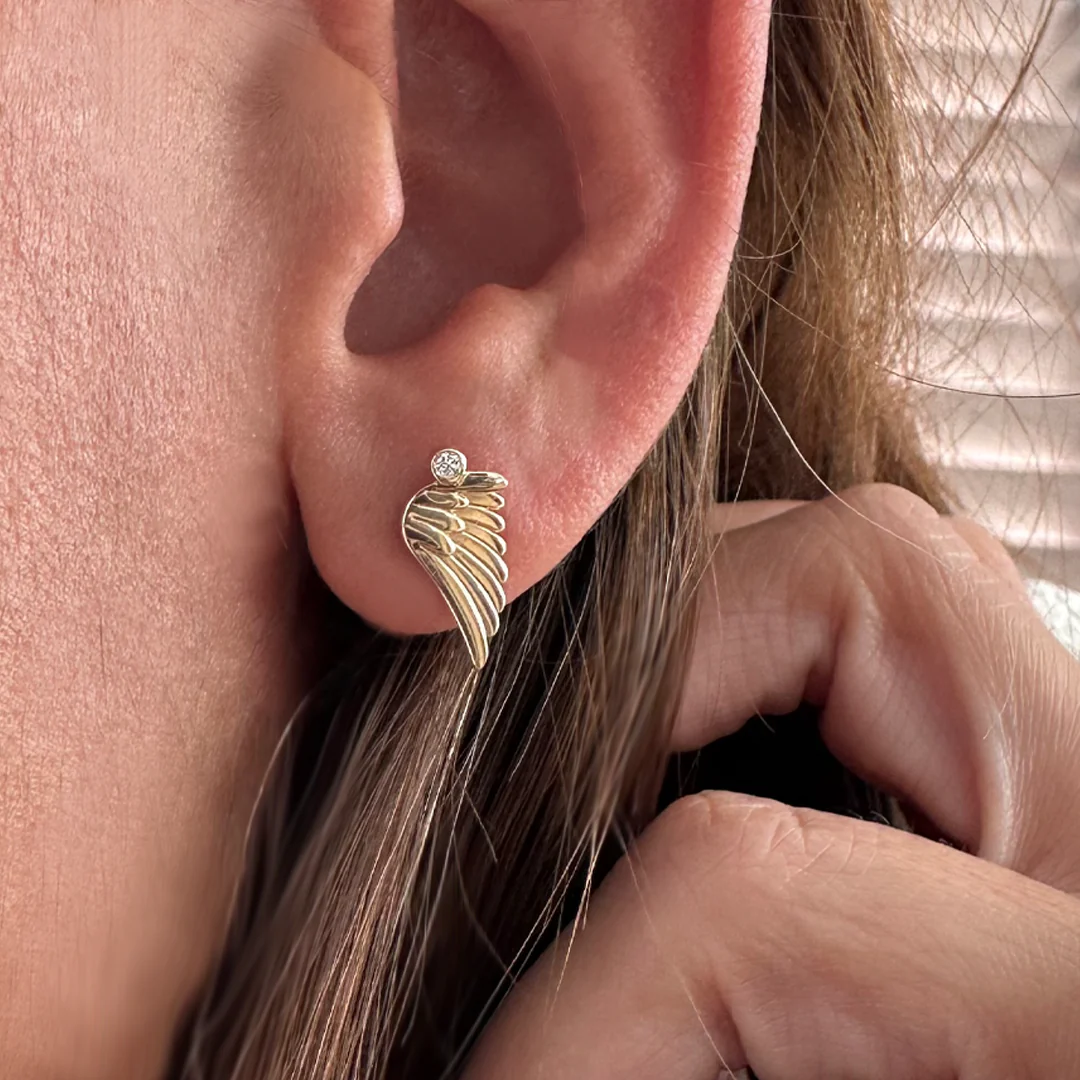 14K Gold "Wings" Talisman 2025 Earrings - Image 3