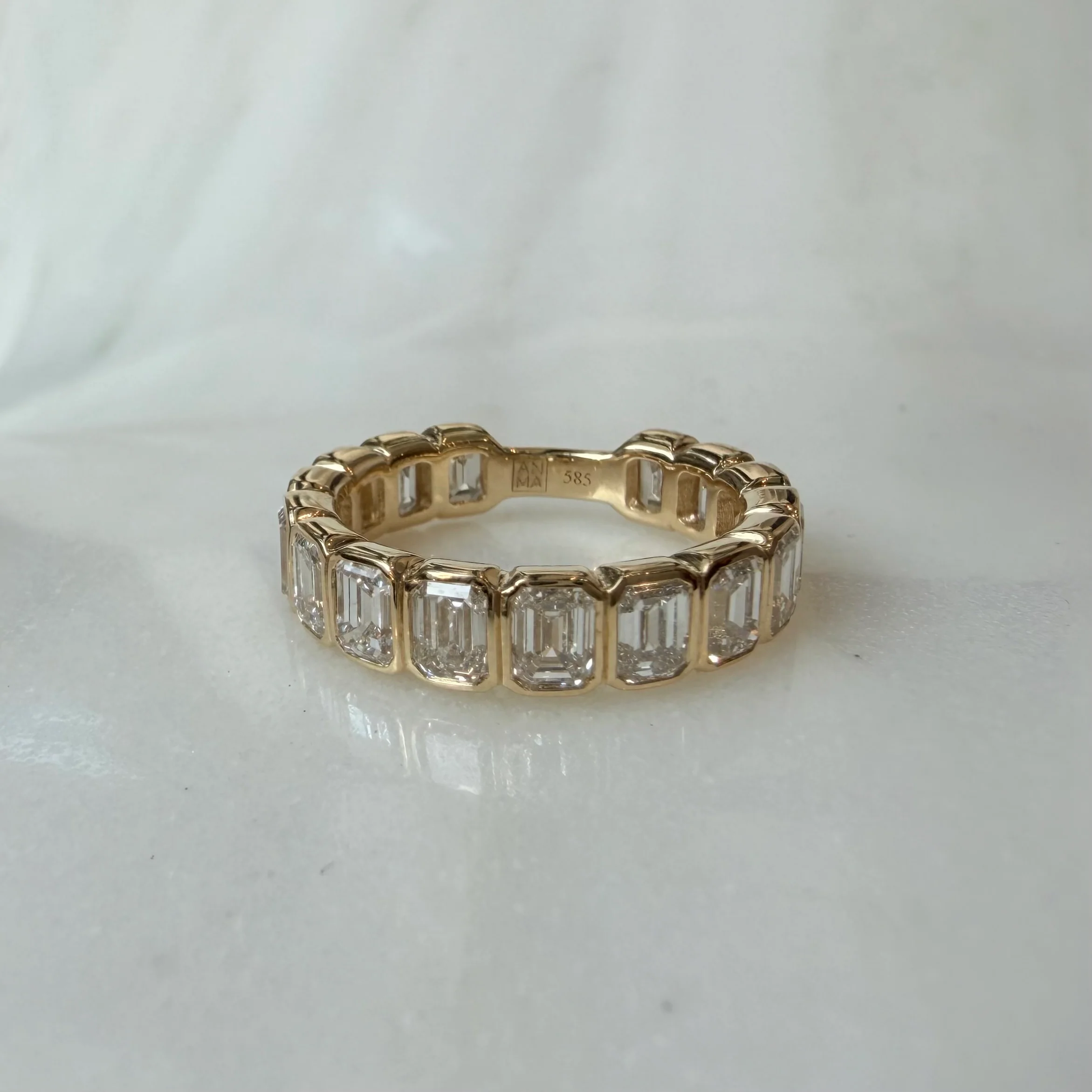 14K Yellow Gold Emerald LAB Diamonds Allover Ring - Image 2