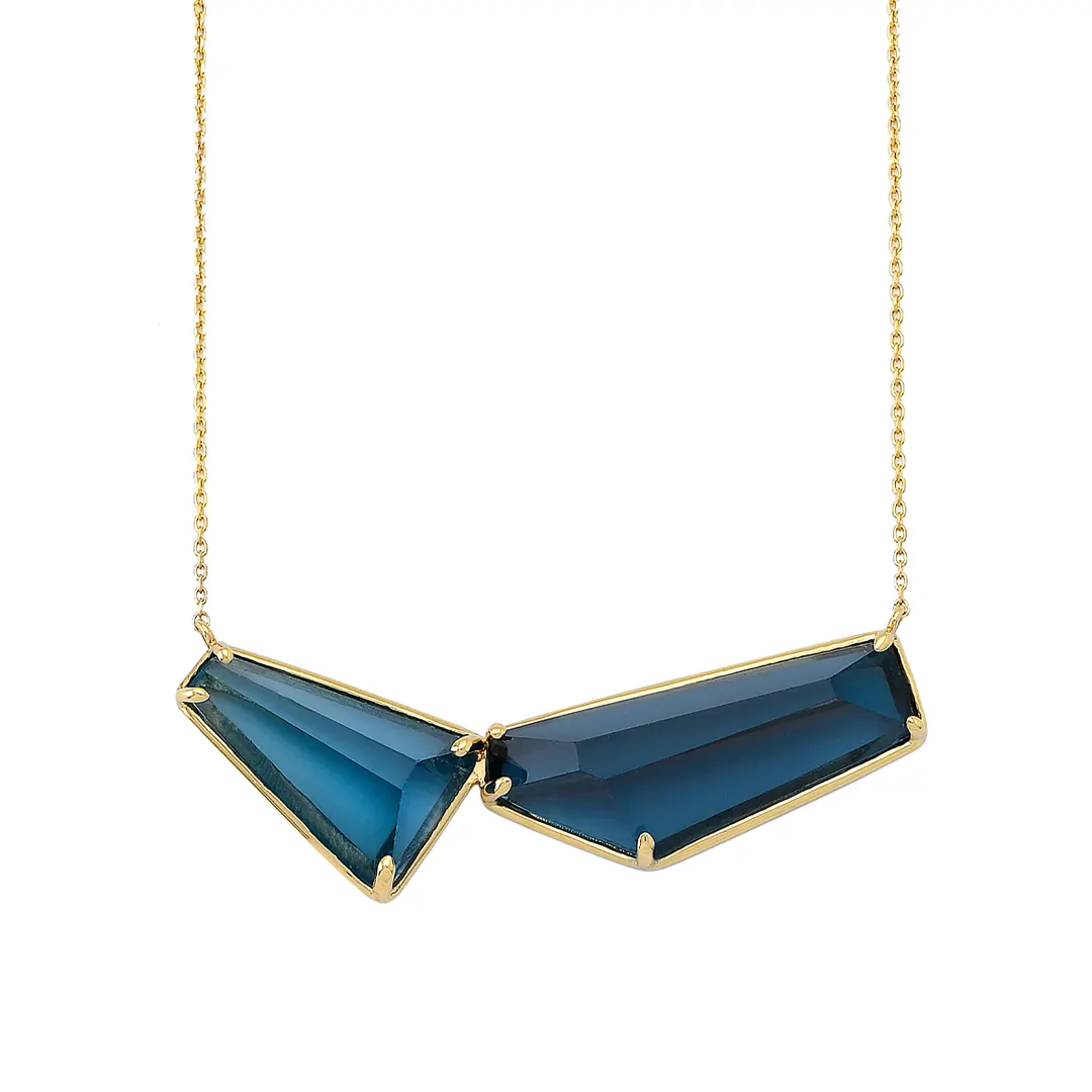 14K Gold Double Cycladic Blue Necklace