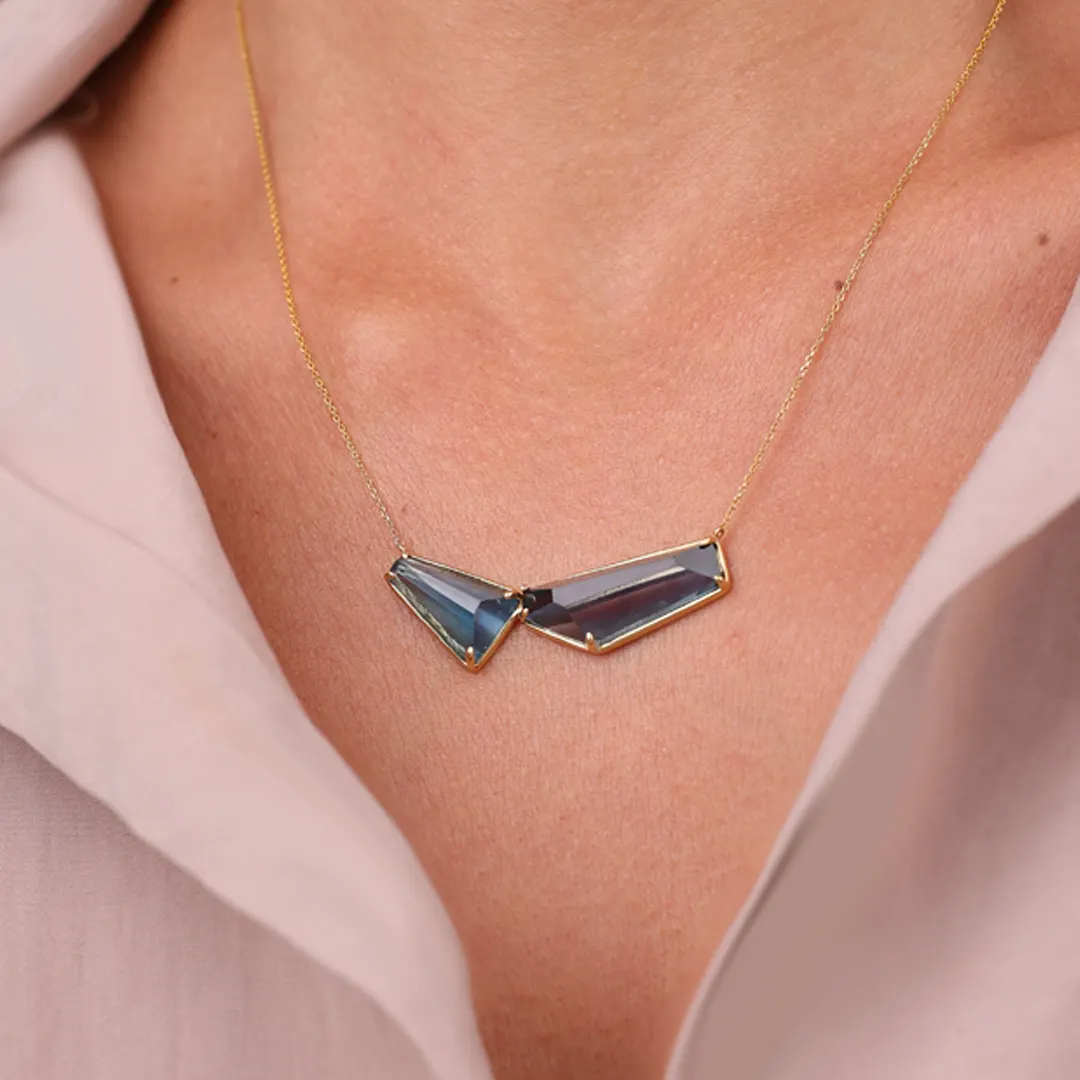 14K Gold Double Cycladic Blue Necklace - Image 2