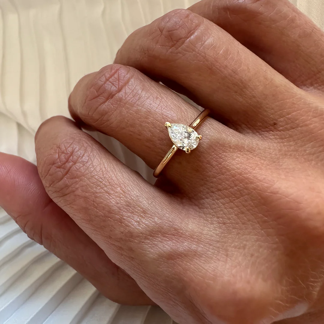 18Κ Yellow Gold Pear LAB Diamond Ring - Image 5