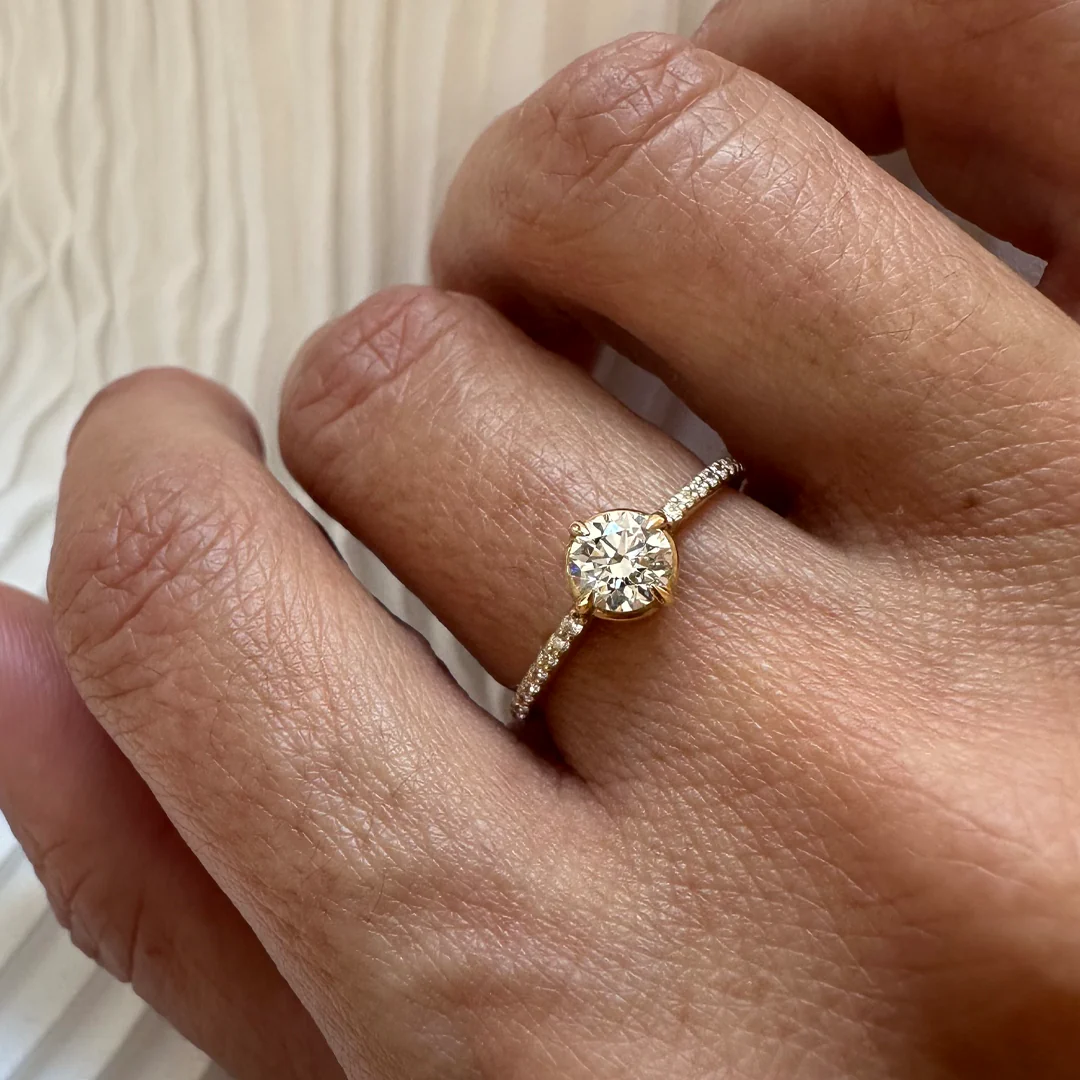 18Κ Yellow Gold Round Diamond Ring - Image 3