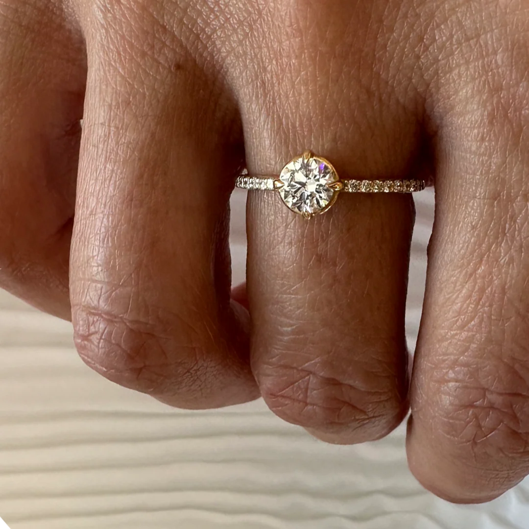 18Κ Yellow Gold Round Diamond Ring - Image 5