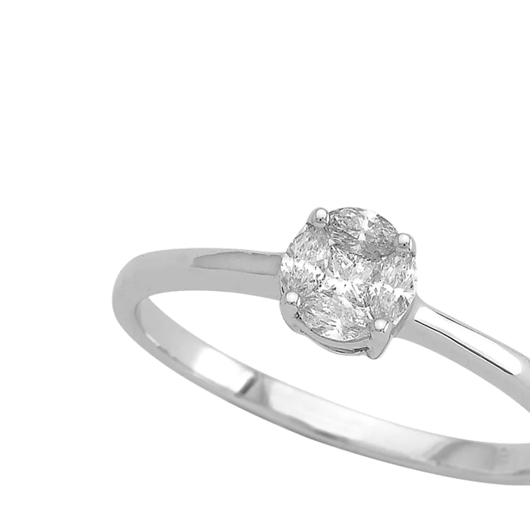 18K White Gold Round Diamond Ring with Invisible Setting - Image 2