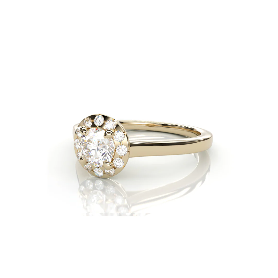 18K Yellow Gold Round Natural Diamond Ring - Image 2