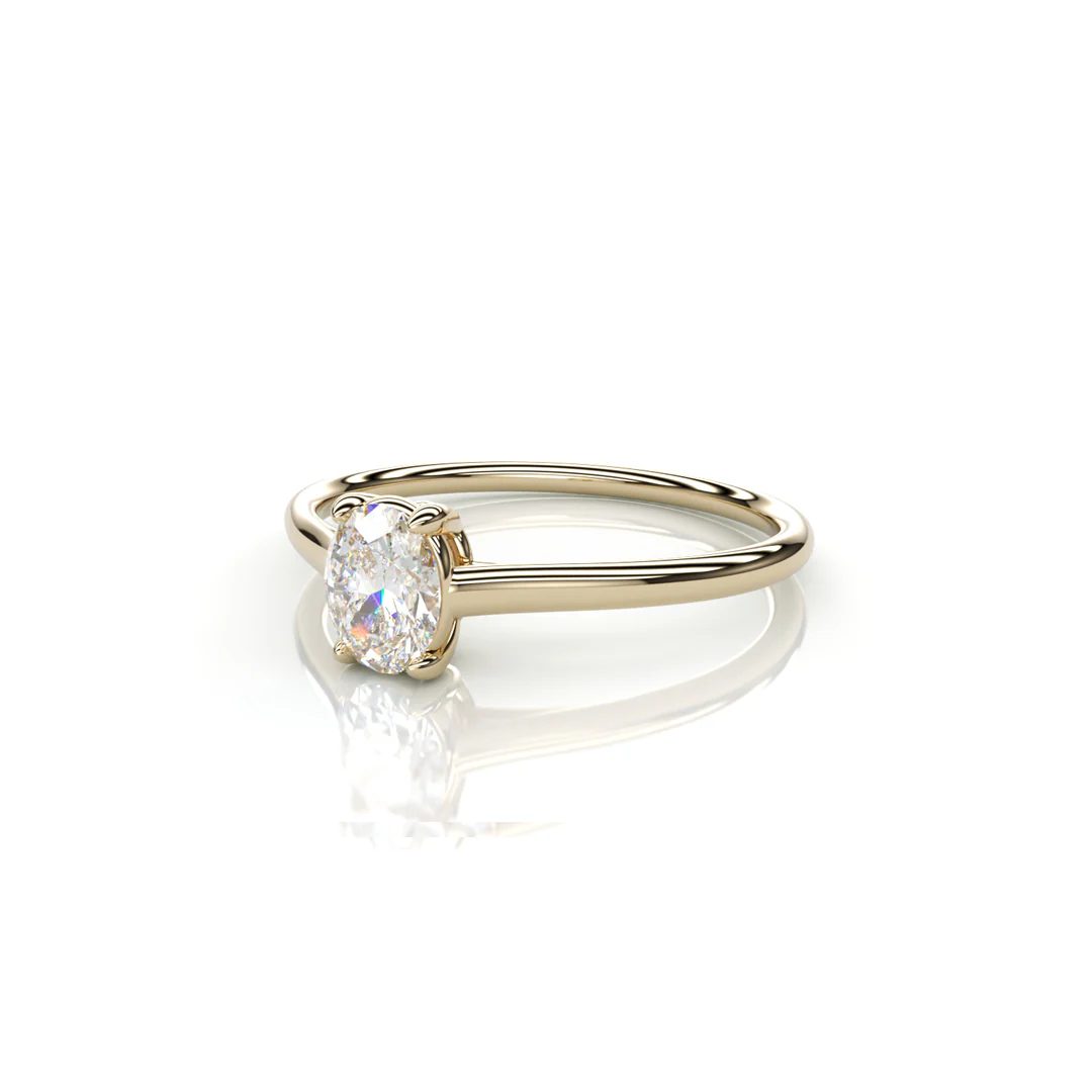 18K Yellow Gold Oval Natural Diamond Ring - Image 2