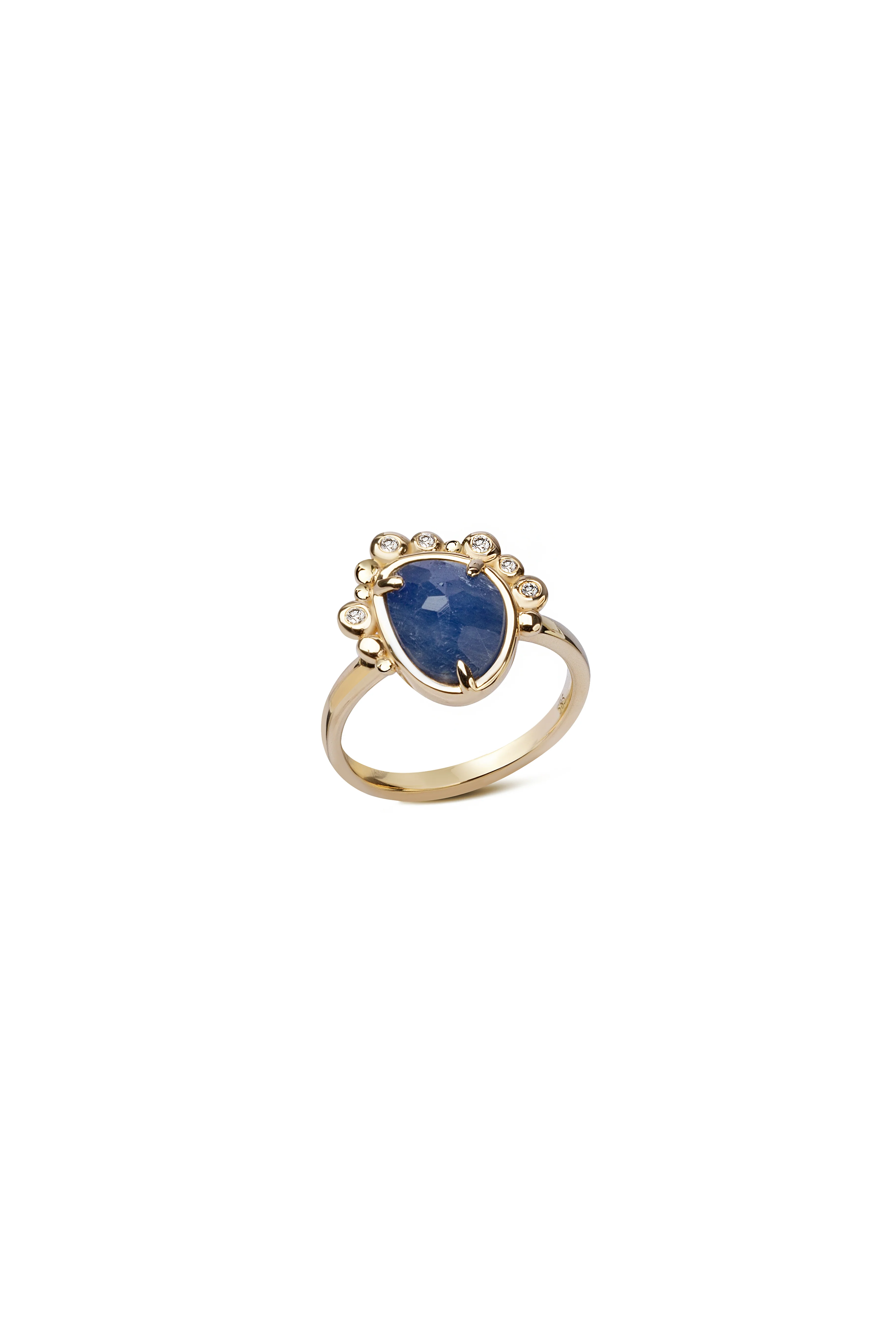Velvet Tide  – 14K Gold Ring with Sapphire & Diamonds