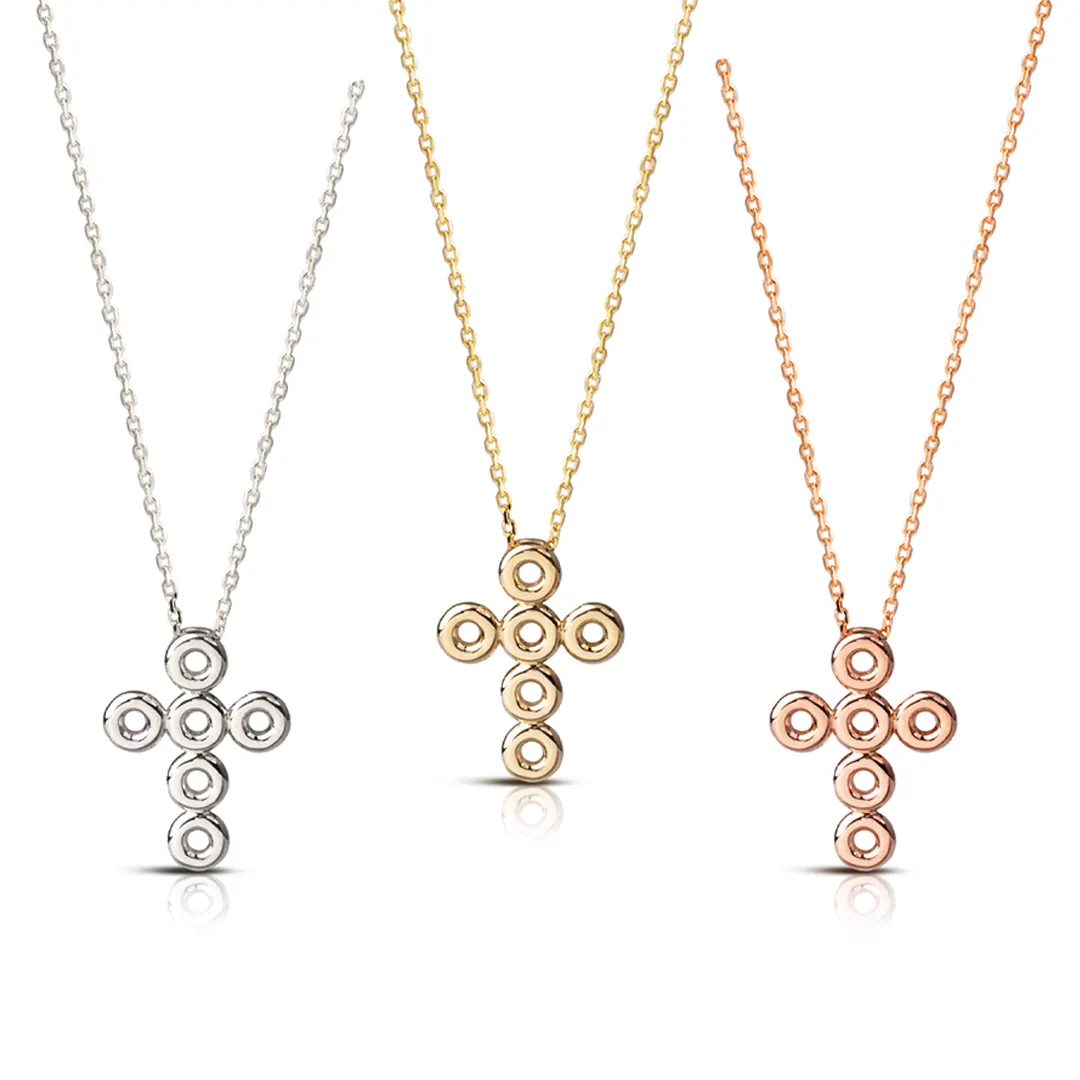 6 Circle Gold Cross Pendant - Image 4