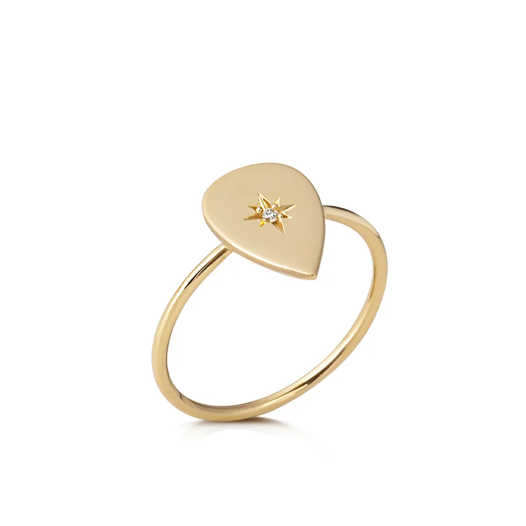 Drop Diamond Star Ring