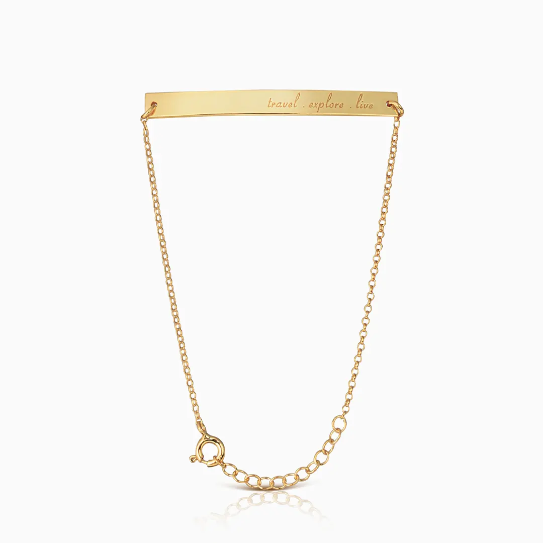 14K Gold Personalized Thick Bar Bracelet