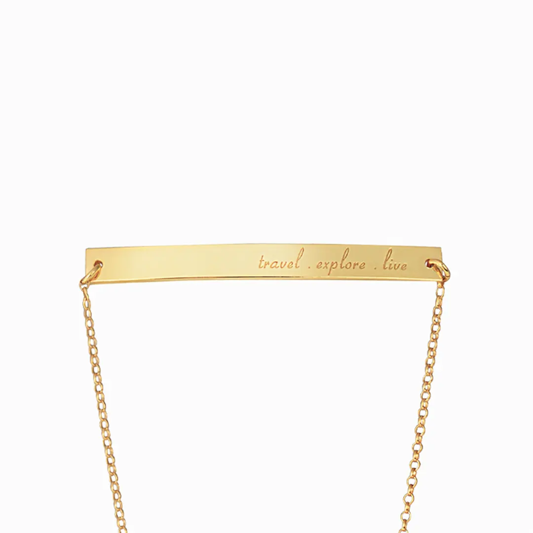 14K Gold Personalized Thick Bar Bracelet - Image 2