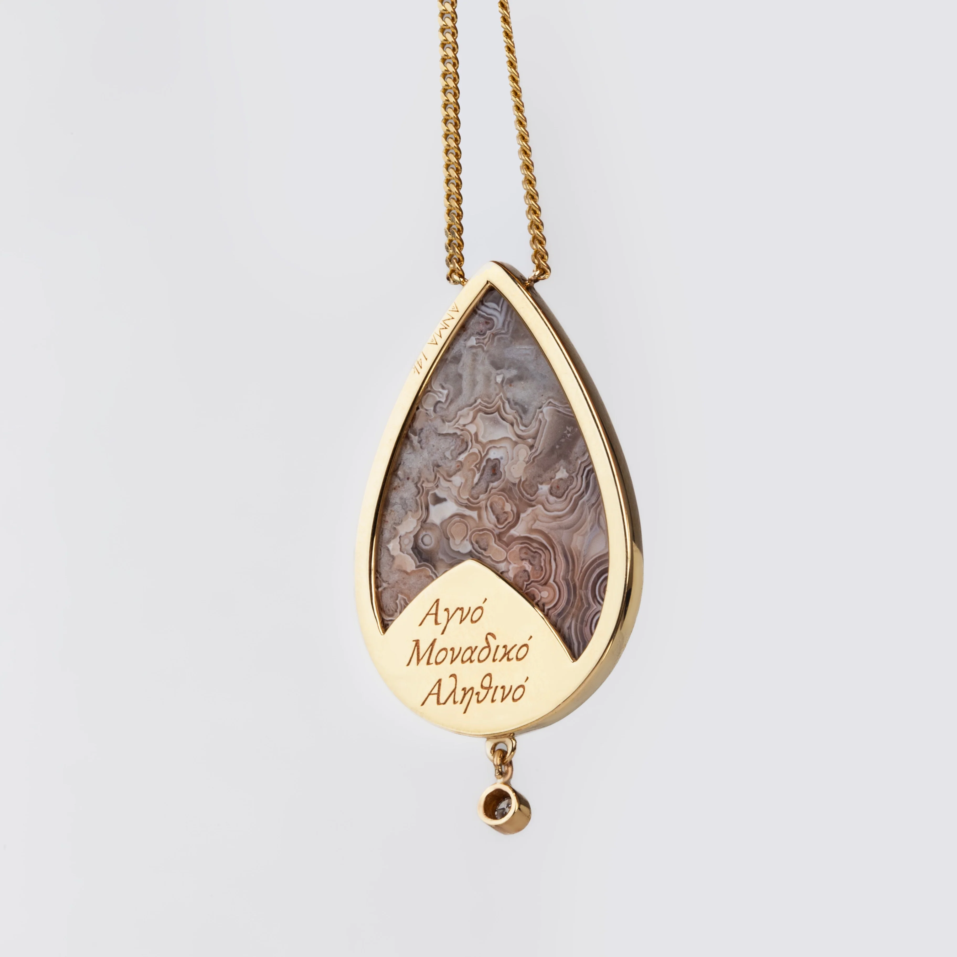 Hidden Heart — Lace Agate & Diamond Necklace - Image 3