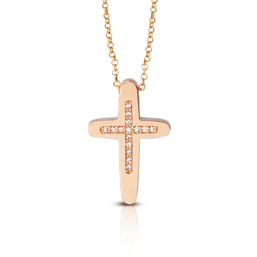 Pointed Edges Diamond Gold Cross, Medium size - Image 2