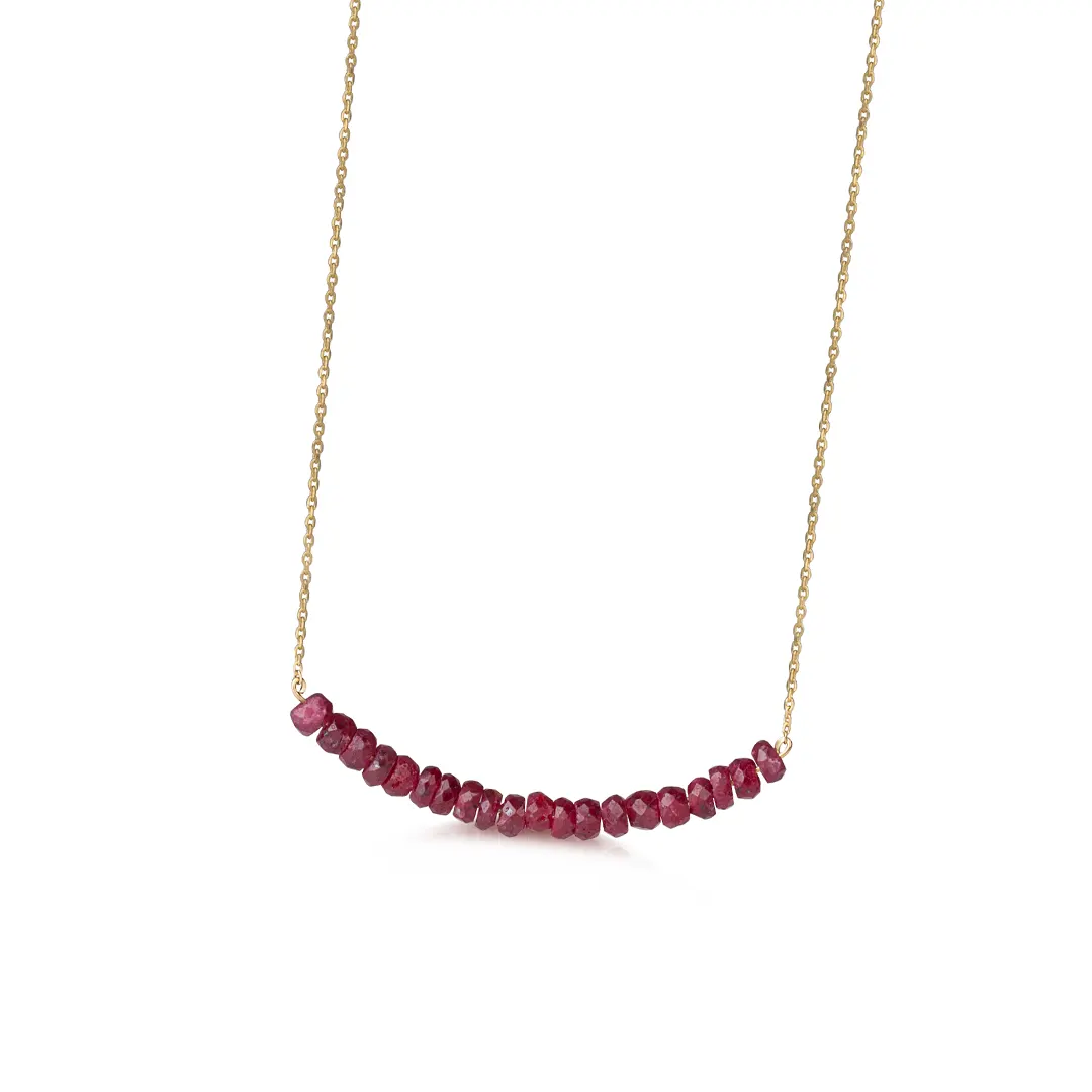 14K Gold Rough Rubies Inline Necklace - Image 2