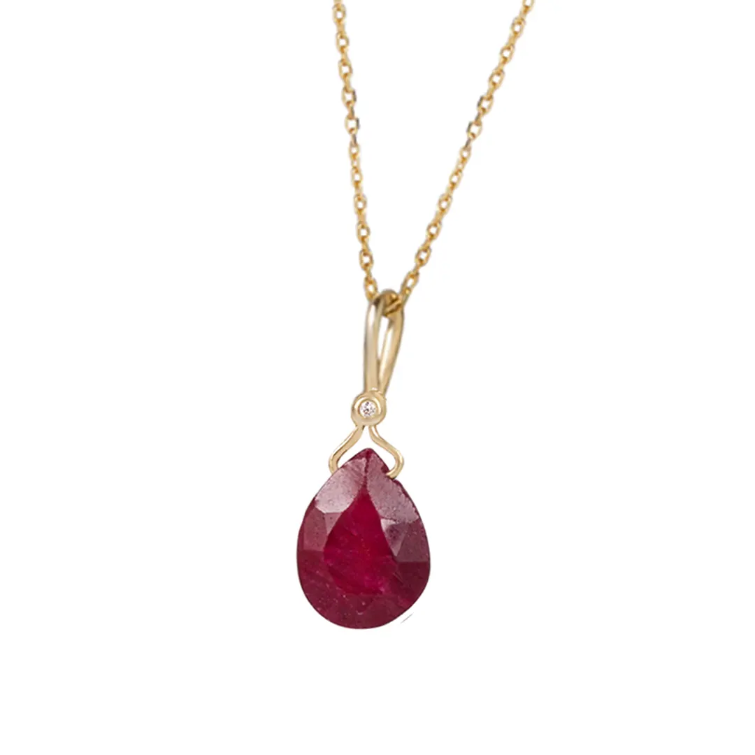 Rough Ruby Drop Necklace - Image 3