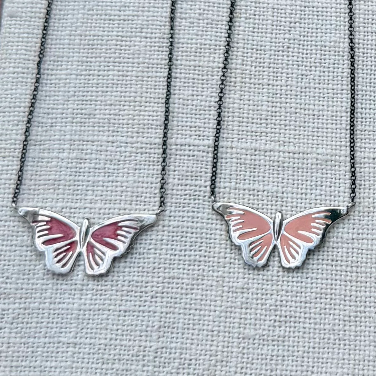 Silver Butterfly Necklace with enamel details - Image 5