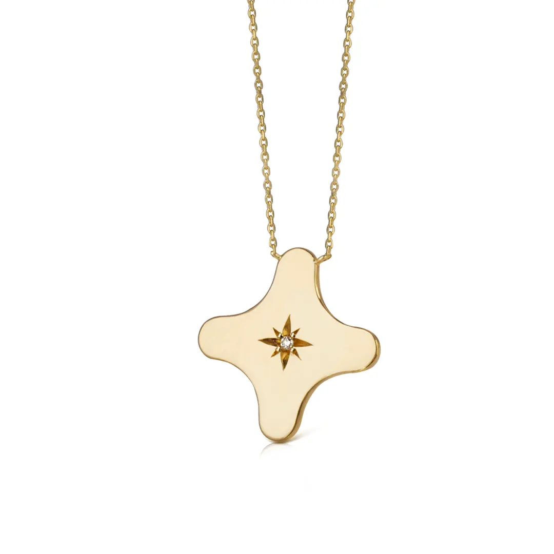 14K Gold Star Diamond Star Necklace (big) - Image 2