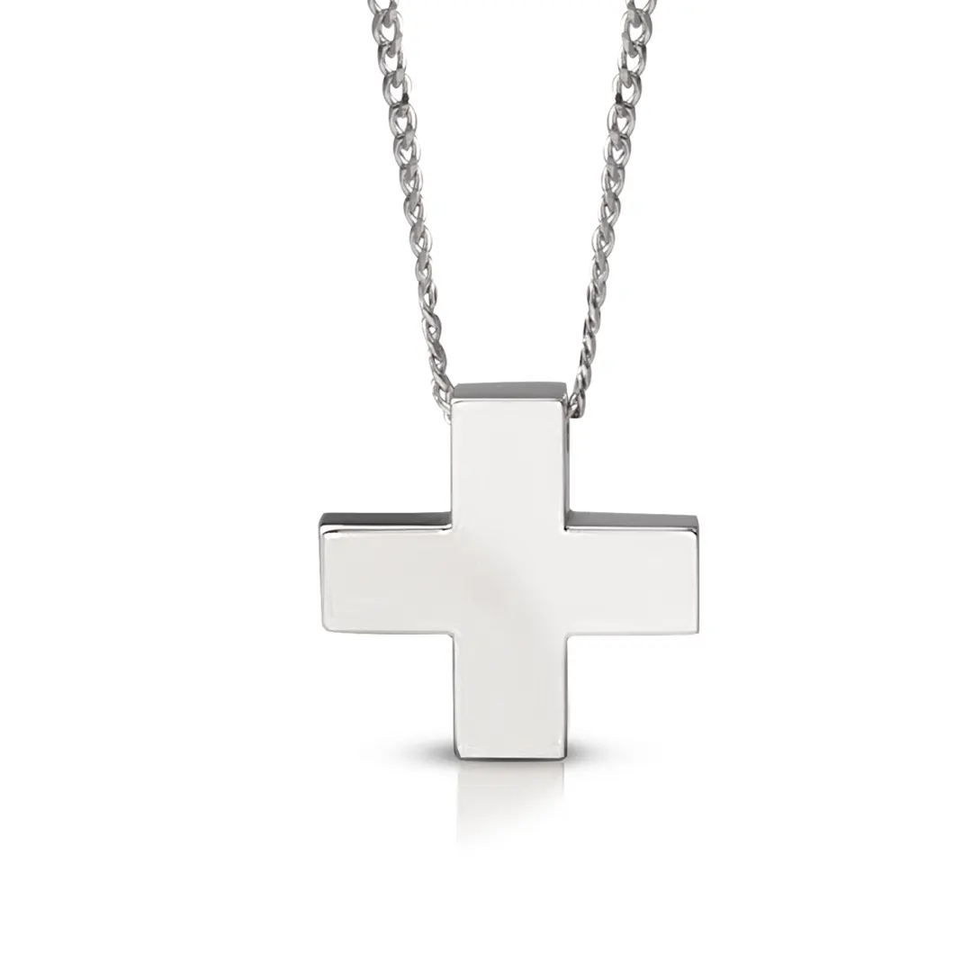 Thick Squared Gold Cross Pendant - Image 3