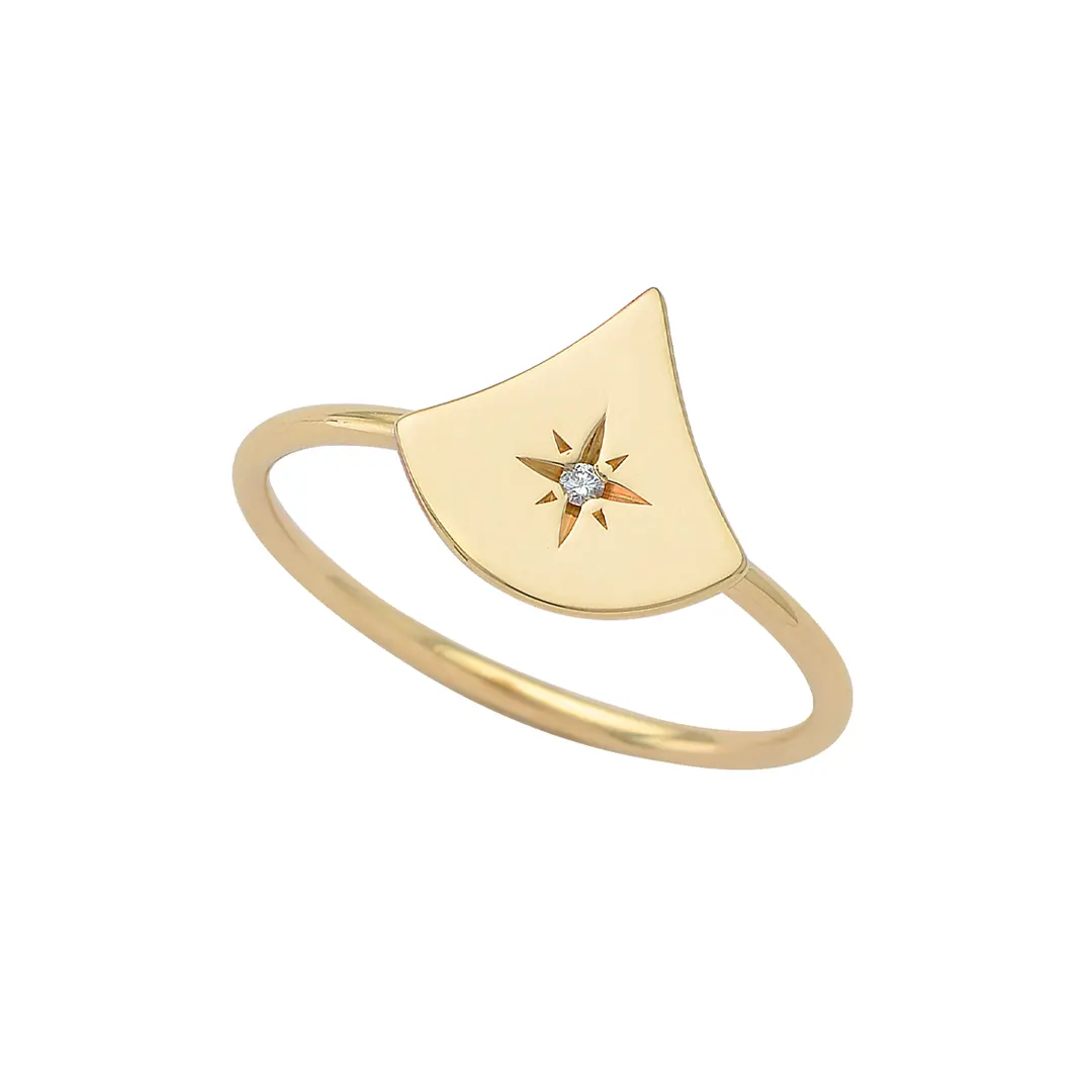 Tiny Almost Triangle Diamond Star Ring