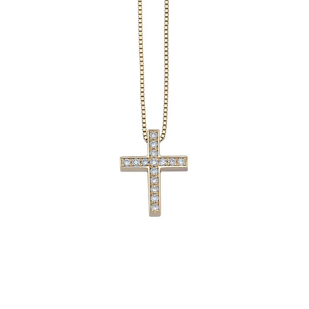 Tiny Diamond Gold Cross Pendant - Image 5