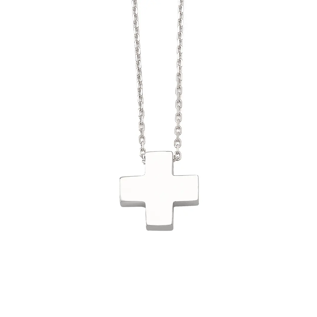 Tiny Squared Gold Cross Pendant - Image 8