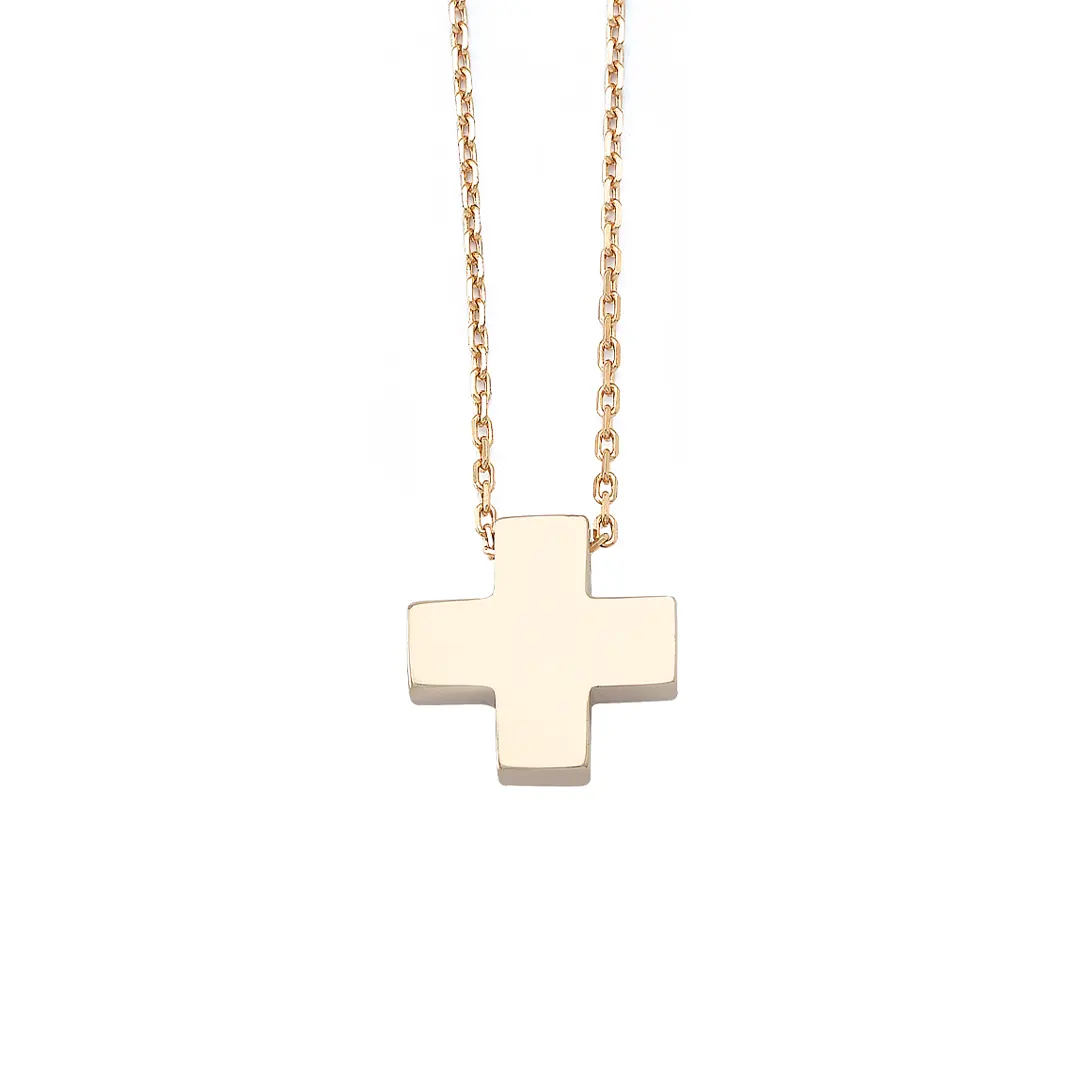 Tiny Squared Gold Cross Pendant - Image 9